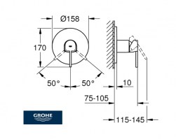 MONOMANDO BAÑO-DUCHA EMPOTRADO PLUS GROHE